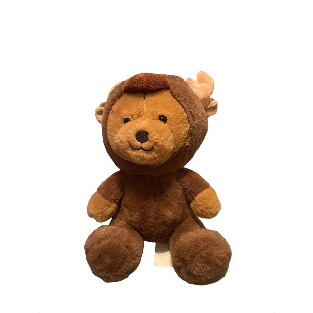 Russ Brown Super Soft Plush Bear In Moose Costume Stuffed Animal 14"